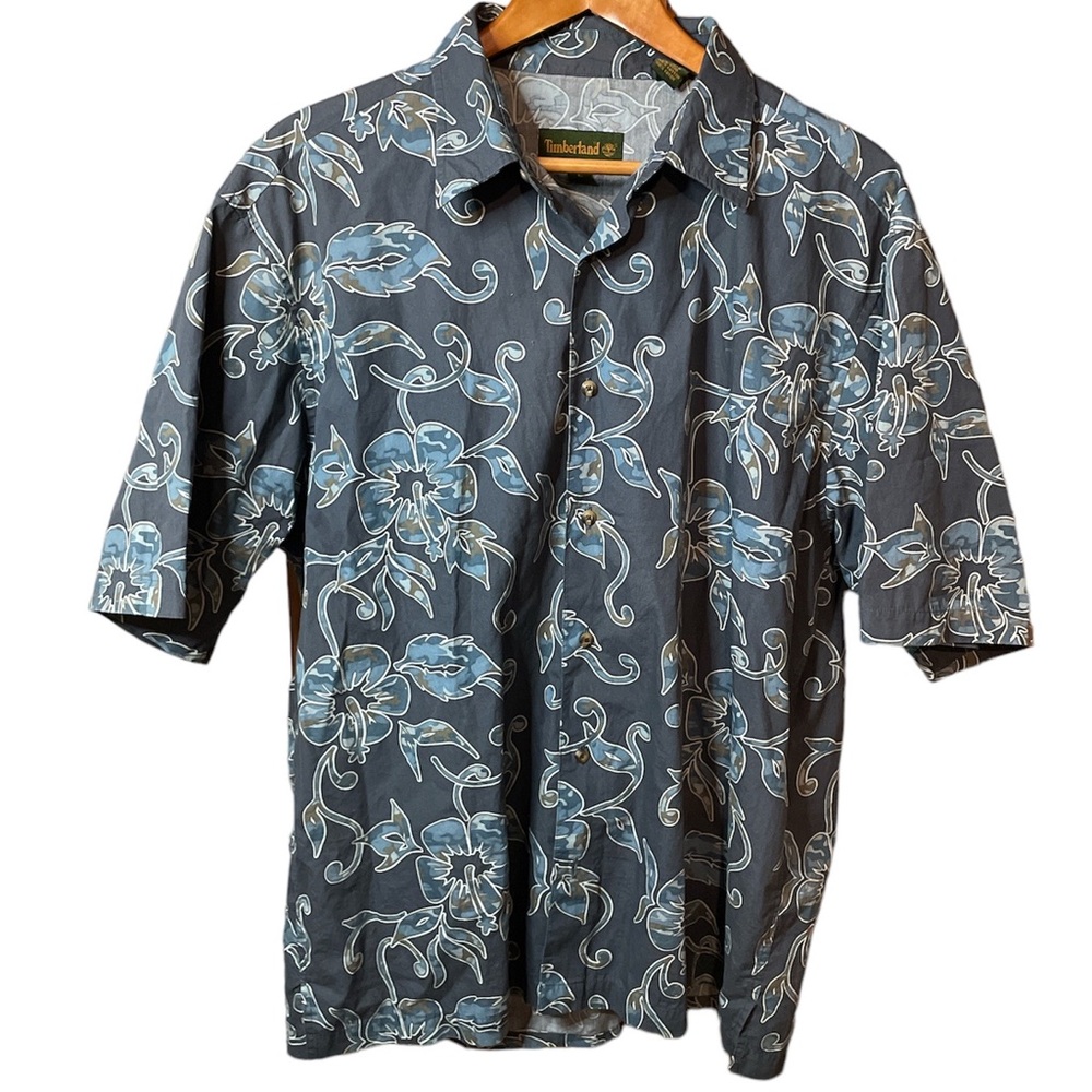 Vintage Timberland Tropical Print Casual Button Down